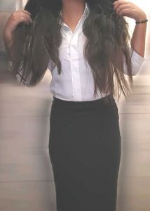 Black Pencil Skirt Knee Length For Girls