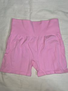 Pink High-Waisted Workout Shorts