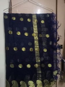 Dark Blue Colour Woven Floral Print Banarsi Dupatt