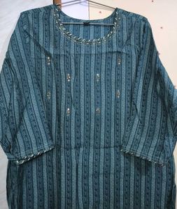 Stylish Teal Striped Kurta 💫