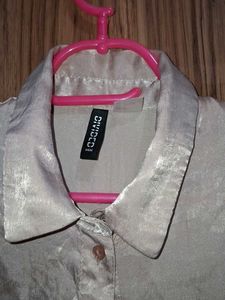 Shiny Button-Up Blouse