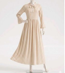 Elegant Ethnic Long  Dress with Tie-Up Neck