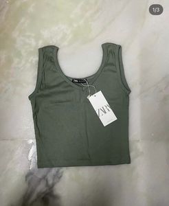 Zara Women's Olive Green Tank Top