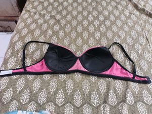 Pink and Black Lace Bra