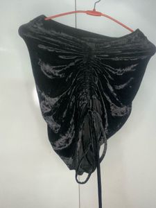Velvet Ruched Black mini skirt