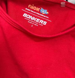 Red Cropped Top with Monkey Design