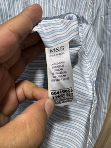 Marks &amp; Spencer White Blue Formal Striped Shirt