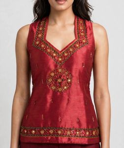 Embroidered Red Silk tunic