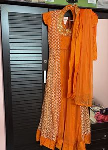 Elegant Orange Embroidered Salwar Suit