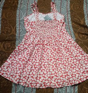 Red Daisy Print Mini Dress
