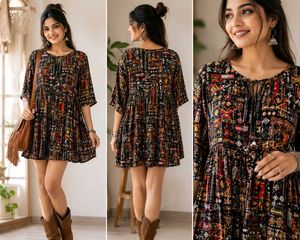 Boho Print Mini Dress