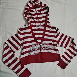 Y2k Vintage 2000s Grungy Punk Striped Crop Hoodie