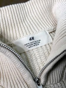 H&amp;M Cream Knit Zip Sweater