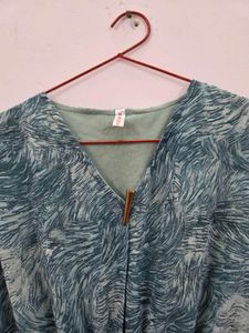 Blue Abstract Print Peplum Top | Women | Casual