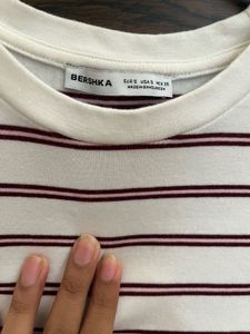 bershka crew neck Striped T-Shirt