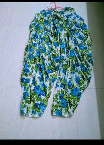White Kurta with Floral Print Bottoms