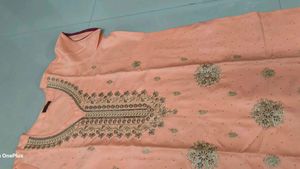 Peach Silk Embellished Kurti