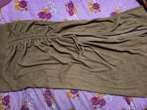 Brown Textured Blouse with Tie Detail