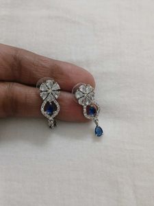 Elegant Blue & White Stone Earrings