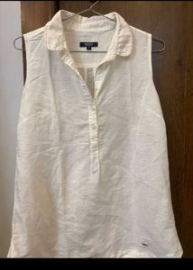 Women's Sleeveless Collared Linen Tunic