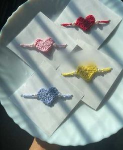 Handmade Heart Rakhi of 4 peace