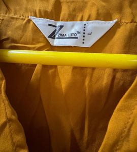 Casual Mustard Dress With Free Waist Black Belt