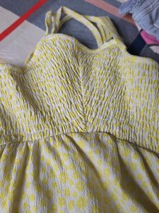 Yellow Smocked Detail Mini Dress