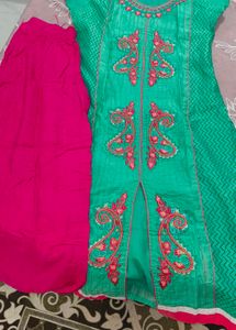 Green Kurta with Pink Palazzo