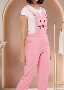 Aesthetic Pink Cat Print Dungaree &amp; Jumpsuit Set