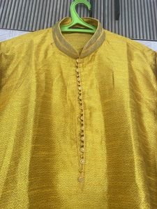 Yellow Silk Kurta - 40