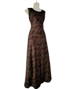 Elegant Brown Beaded Maxi Dress