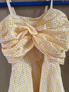 Chic Yellow Gingham Twist Front Top