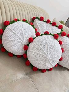crochet rose pillow