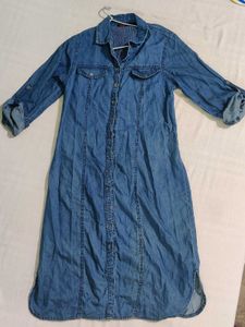 Classic Denim Maxi Shirt Dress