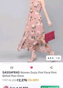 SASSAFRAS Dusty Pink Floral Maxi Dress