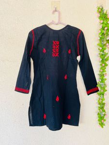 Black Kurta with Red Embroidery