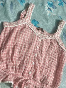 Cute Pink Gingham Crop Top