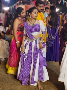 White &amp; Purple Lehenga Choli Set