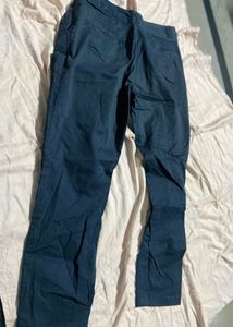 Navy Blue Straight Leg Pants Low Waist