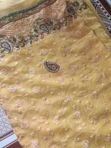 Elegant Yellow Embroidered Saree