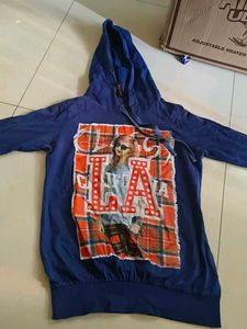 Blue Graphic Print Hoodie