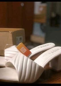 GNIST White Quilted Heeled Mules