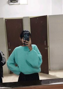 Chic Mint Waffle Knit Sweater