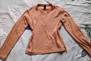 Peach Striped Long Sleeve Top