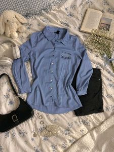Light Blue "Collect" Button-Up Shirt