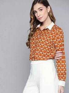 Geometric Print Button-Up
