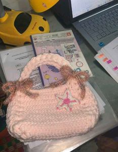 Handmade Crochet Pink Mini Bag