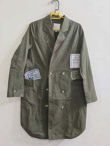 Olive Green Patchwork Coat