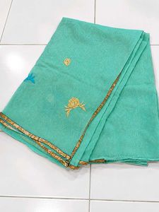 Elegant Aqua Blue Embroidered Saree
