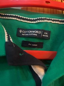 cotton world branded Green Short Sleeve Polo Shirt